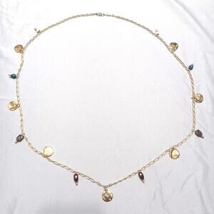 Long Gold Toned Necklase w/ Charms